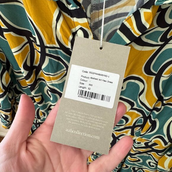 NWT Aab Collection Abstract Pattern Modest Long Sleeve Maxi Dress Size XXS - Picture 3 of 6